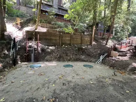 Completed multi-tank engineered septic installation