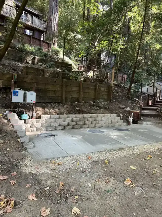 Engineered septic retaining wall and control panel in Santa Cruz County